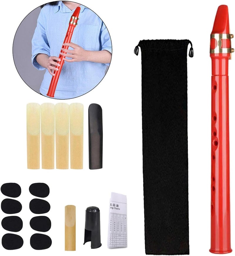 Aymzbd Mini Pocket Saxophone C Key, Easy to Play Portable Compact Woodwind Instrument for Beginners/Kids/Amateurs, Music Lovers/Instrument Players - Red - Image 3